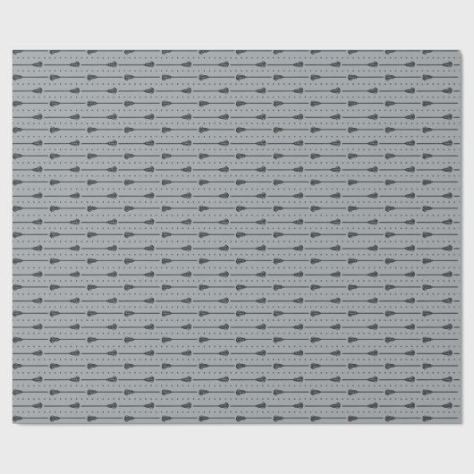 Gray Lacrosse Black Sticks & Dotted Lines Geschenkpapier (Flach)