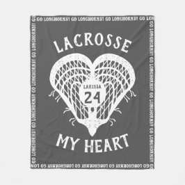Gray Lacrosse My Heart Fleece Blanket