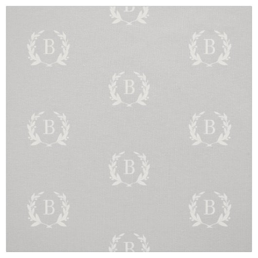 Gray Laurel Wreath Monogram Stoff (Muster)