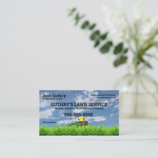 Gray Lawn Care Business Card Visitenkarte (Stehend Vorderseite)