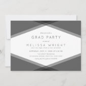 Gray Layered Geometric & Black Grad Party Einladung (Vorderseite)