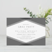 Gray Layered Geometric & Black Grad Party Einladung (Stehend Vorderseite)