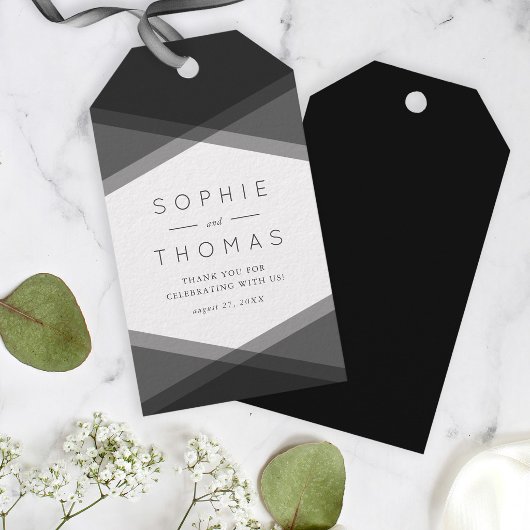 Gray Layered Geometric & Black Wedding Geschenktas Geschenkanhänger