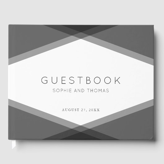 Gray Layered Geometric Modern Wedding Gästebuch (Vorderseite)