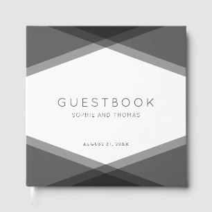 Gray Layered Geometric Modern Wedding Gästebuch