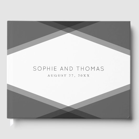 Gray Layered Geometric Wedding Gästebuch (Vorderseite)