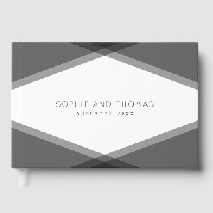 Gray Layered Geometric Wedding Guest Book Gästebuch