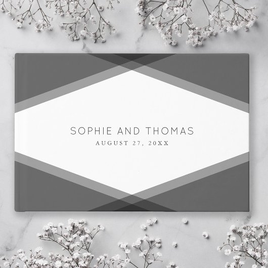 Gray Layered Geometric Wedding Guest Book Gästebuch