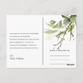 GRAY LEAFY FOLIAGE WATERCOLOR WEDEDOR DANKE POSTKARTE (Rückseite)