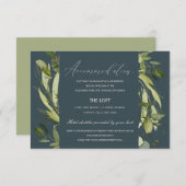 GRAY LEAFY GREEN FOLIAGE WEDDING UNTERKUNFT BEGLEITKARTE (Vorne/Hinten)