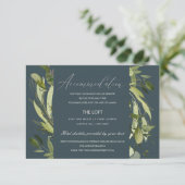 GRAY LEAFY GREEN FOLIAGE WEDDING UNTERKUNFT BEGLEITKARTE (Stehend Vorderseite)