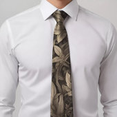 Gray Leafy Print Necktie Krawatte