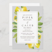 Gray Lemon Blossom Wedding Einladung (Vorne/Hinten)