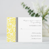 Gray Lemon Damask UAWG Wedding Card RSVP Karte (Stehend Vorderseite)