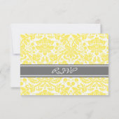 Gray Lemon Damask UAWG Wedding Card RSVP Karte (Rückseite)