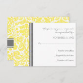Gray Lemon Damask UAWG Wedding Card RSVP Karte (Vorne/Hinten)