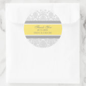 Gray Lemon Damask Vielen Dank Gastgeschenk Hochzei Runder Aufkleber (Tasche)