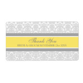 Gray Lemon Damask Wedding Labels (Vorne)
