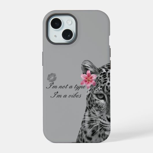 Gray Leopard Aesthetic Phone Case - Trendy Design iPhone 15 Hülle (Rückseite)