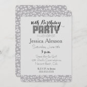 Gray Leopard Print 16. Geburtstag Einladung (Vorne/Hinten)