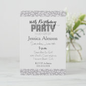 Gray Leopard Print 16. Geburtstag Einladung (Stehend Vorderseite)