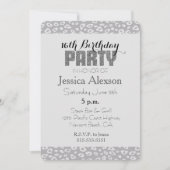 Gray Leopard Print 16. Geburtstag Einladung (Vorderseite)