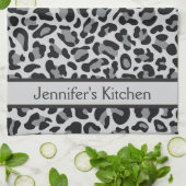 Gray Leopard Print Retro Küchenhandtücher Handtuch (Gefaltet)