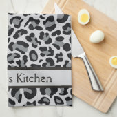 Gray Leopard Print Retro Küchenhandtücher Handtuch (Viertel Falte)