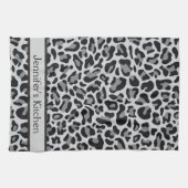 Gray Leopard Print Retro Küchenhandtücher Handtuch (Horizontal)
