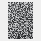 Gray Leopard Print Retro Küchenhandtücher Handtuch (Vertikal)