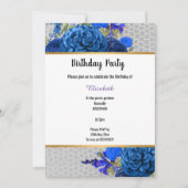 GRAY LEOPARD ROYAL BLUE FLORAL EINLADUNG (Vorderseite)
