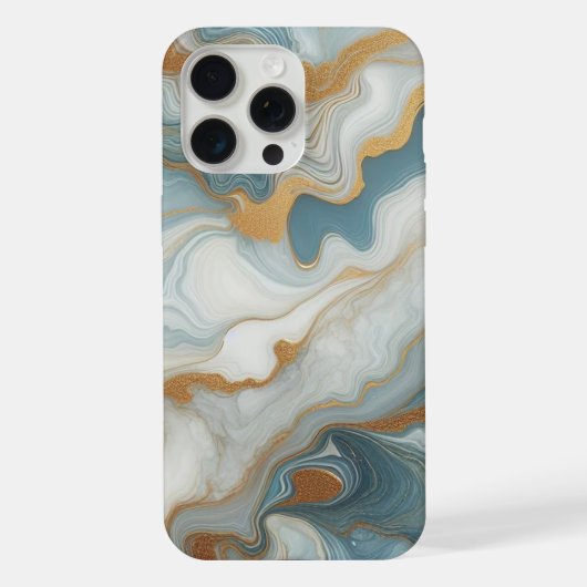 Gray Light Aquamarin Blue Gold Marmor Art Pattern iPhone Hülle (Rückseite)