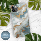 Gray Light Aquamarin Blue Gold Marmor Art Pattern iPhone Hülle