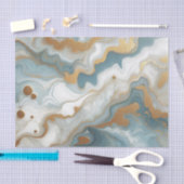 Gray Light Aquamarin Blue Gold Marmor Art Pattern Seidenpapier (Handwerk)