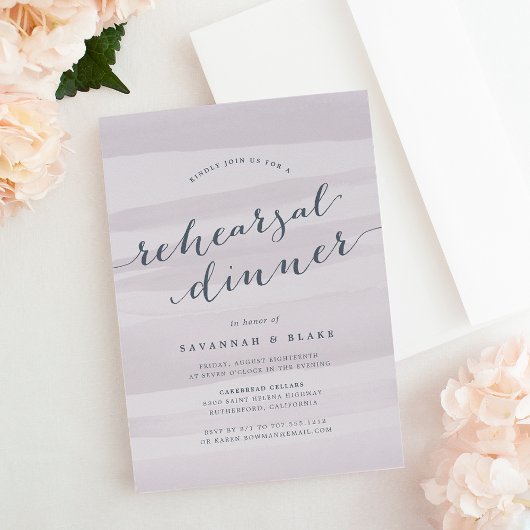 Gray Lilac Watercolor Rehearsal Dinner Invitation Einladung