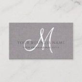 Gray Linen Gray Einfache Minimal Monogram Visitenkarte (Vorderseite)