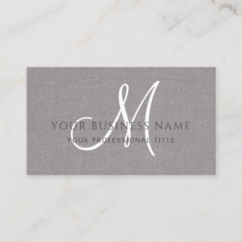 Gray Linen Gray Einfache Minimal Monogram Visitenkarte