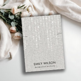 GRAY LINEN LIGHT STRINGS NECKLACE BAND DISPLAY VISITENKARTE