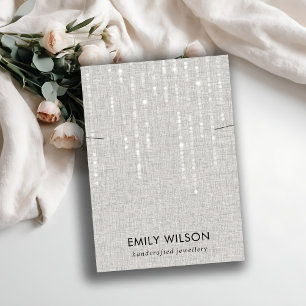 GRAY LINEN LIGHT STRINGS NECKLACE BAND DISPLAY VISITENKARTE