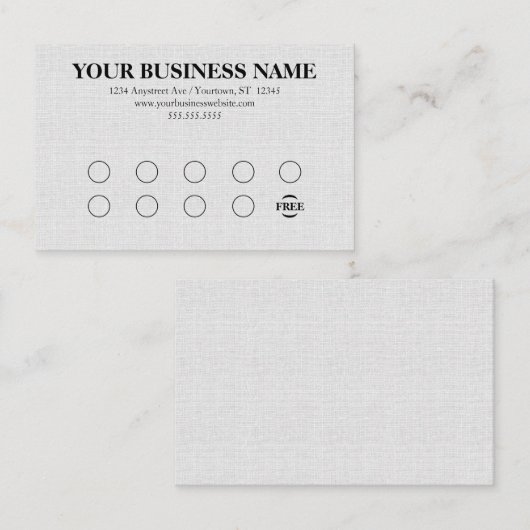 Gray Linen Look Generic Rewards Visitenkarte (Vorne/Hinten)