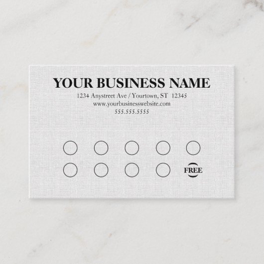 Gray Linen Look Generic Rewards Visitenkarte (Vorderseite)