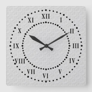 Gray Linen Look Roman Numerale Wall Clock Quadratische Wanduhr