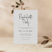 Gray Linen Simple Black Script Junggeselinnen-Absc Einladung