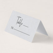 Gray Linen Simple Black Script Wedding Platzkarte Visitenkarten (Vorderseite)