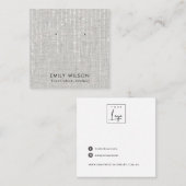 GRAY LINEN STRING LIGHTS STUD EARRING DISPLAY QUADRATISCHE VISITENKARTE (Vorne/Hinten)