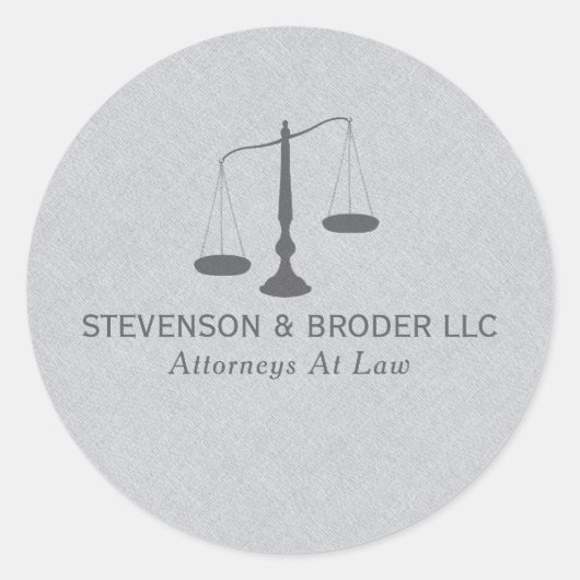 Gray Linen Texture & Grau Justice Scale Runder Aufkleber (Vorderseite)