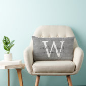Gray Linen White Monogram Wedding Keepake Lendenkissen (Stuhl )