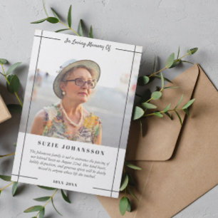 Gray Lines In Loving Memory Photo Announcement Einladung