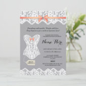 Gray Lingerie Shower Bridal Corset Einladung (Stehend Vorderseite)