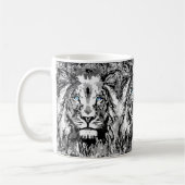 Gray Lion Coffee Tasse - Lion Head Portrait Zeichn (Links)